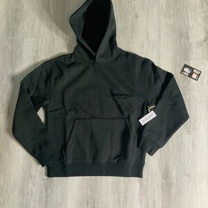 Essentials Black Pullover Hoodie with Subtle Logo